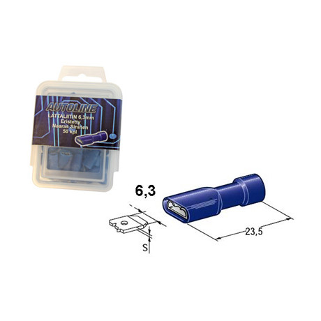 6.3mm Female, blue, covered 10pcs