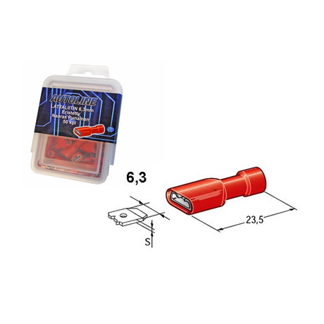 6.3mm Female, red, covered 10pcs