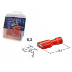 6.3mm Female, red, covered 10pcs