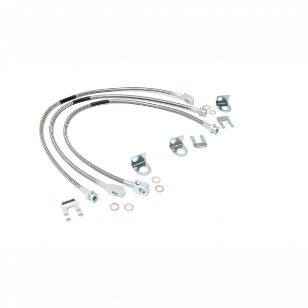 JEEP FRONT & REAR STAINLESS STEEL BRAKE LINES | 4-6IN LIFTS (XJ/YJ/TJ)
