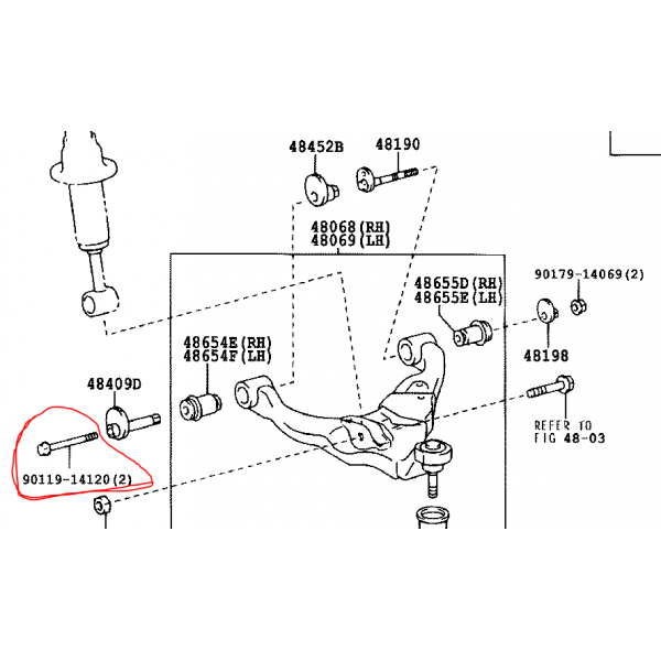 Lower control arm inner front bolt ORG 