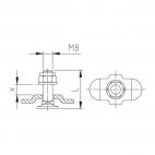 Airline Track Stud and Nut M8