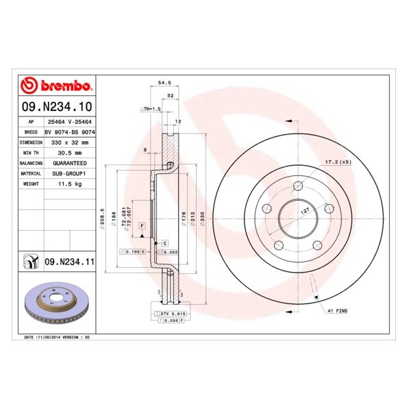 DISC BRAKE FRONT 330MM Brembo 