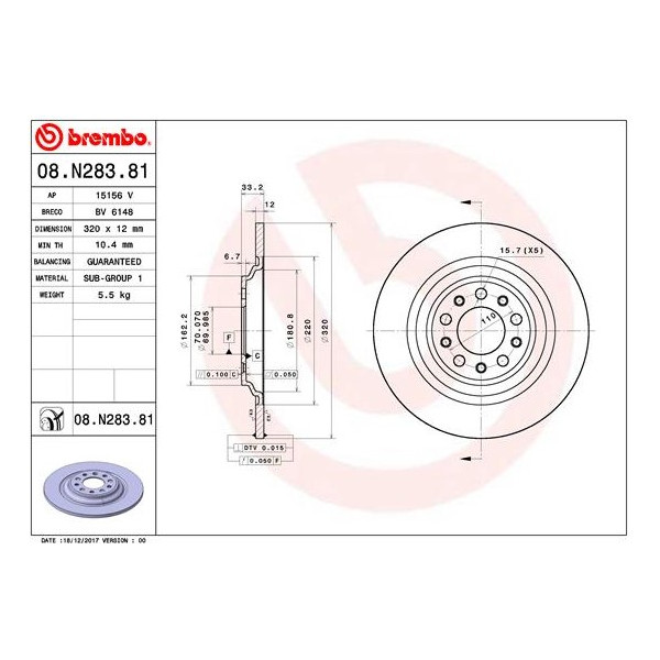 Brake Rotor, Rear, 320 mm, Cherokee