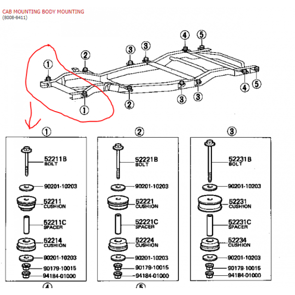 HJ60 front body mount kit